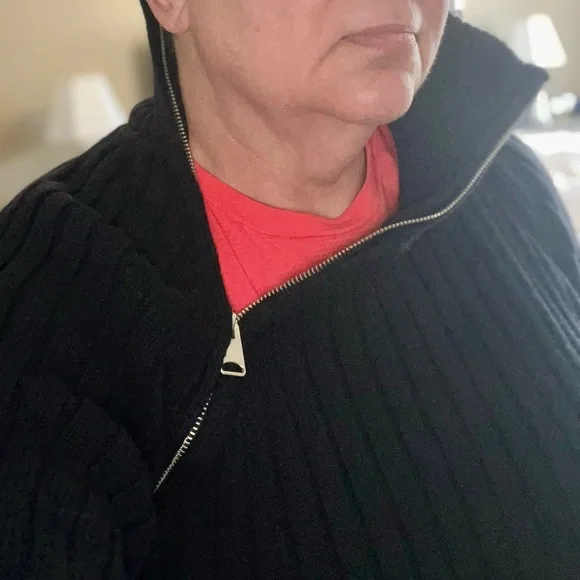 Zara Angle Zip Ribbed Mock Neck Oversized Cotton Sweater - Picture 4 of 8